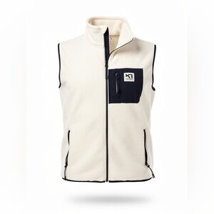 Kari Traa women’s XL ivory fleece polyester full zip outdoor vest EUC